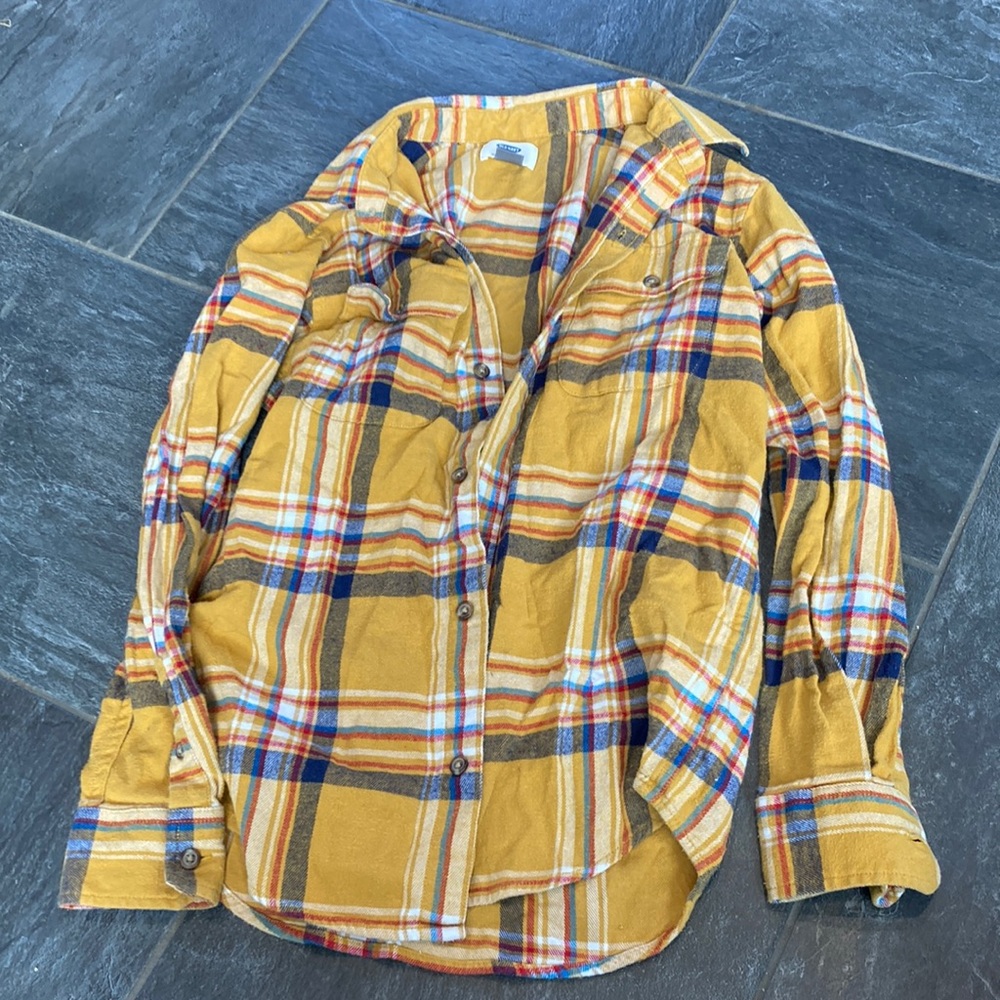 Old Navy yellow flannel Youth Large